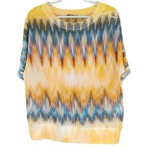 David Cline Chevron Print Dolman Sleeve Boxy Top Women's S Artsy Art To Wear